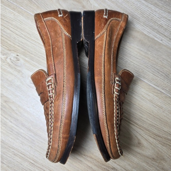 Bostonian Women's Loafers Size 8.5 Brown Woven Leather Penny Slip-On minimalist - Picture 7 of 11